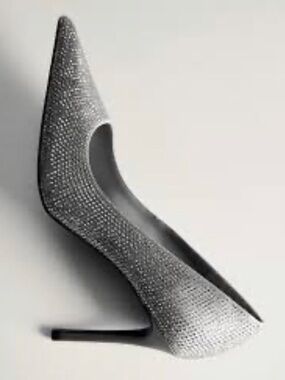 MANGO Crystal-Embellished Women's Pointed Toe Pump - Silver